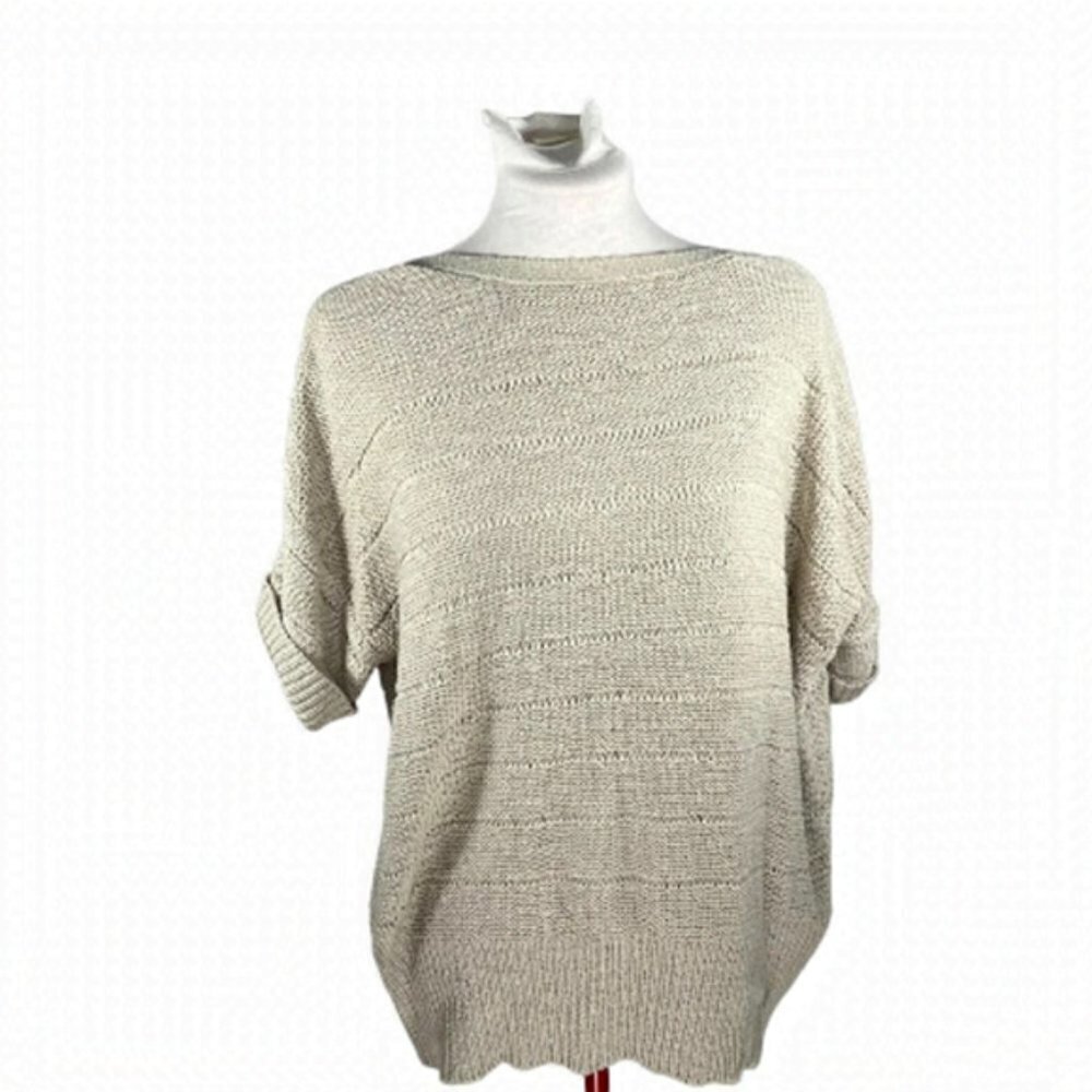 𝅺Wallis UK  boatneck sweater jumper cap sleeves ribbed cream Size 12-14